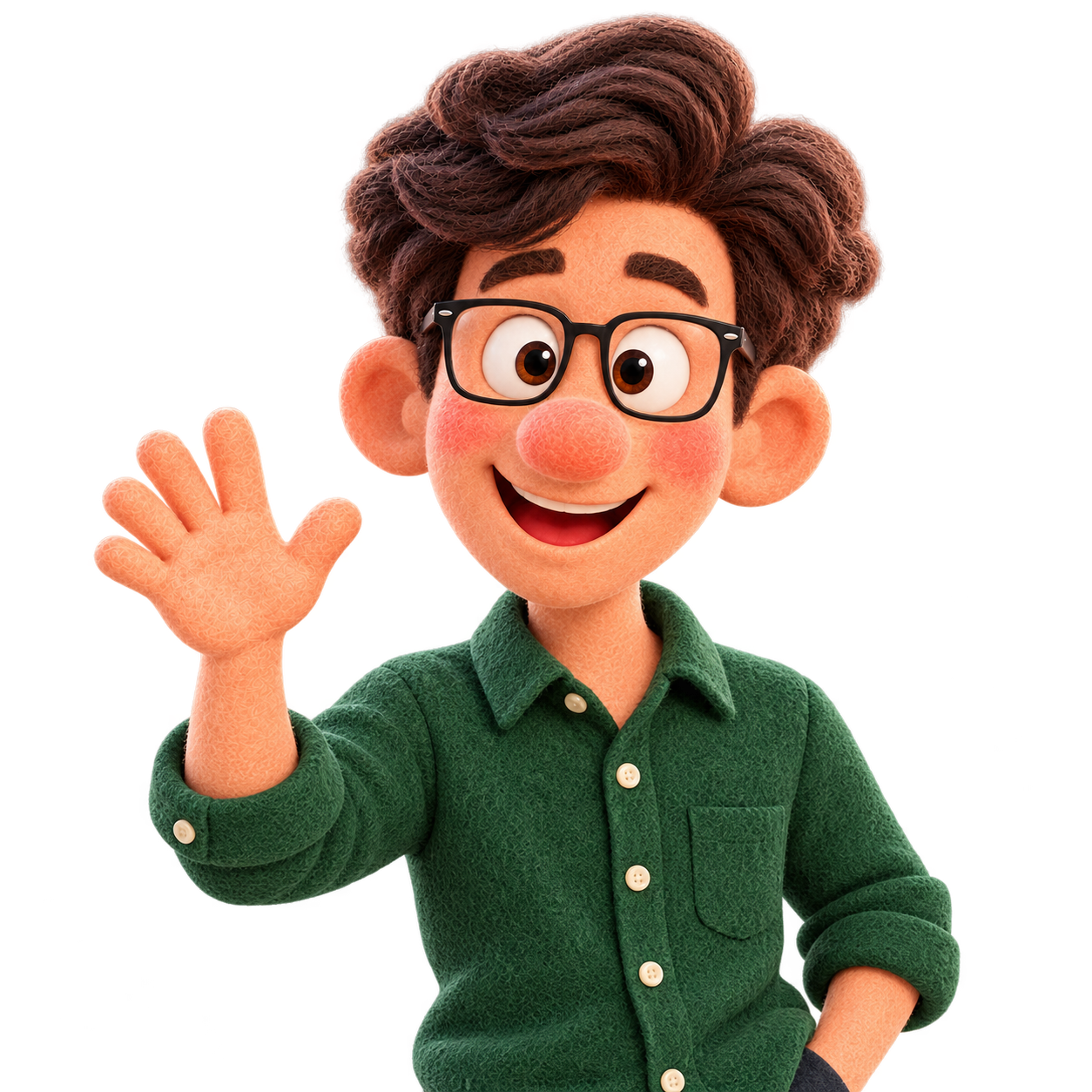Jonathan in green waving hello